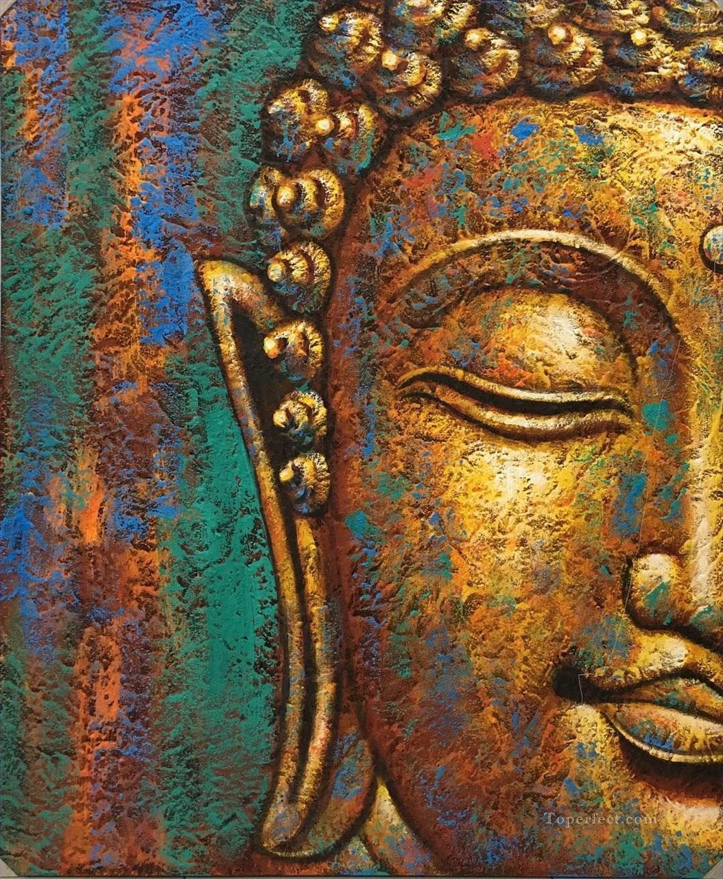 Buddha head in bronze Buddhism Oil Paintings